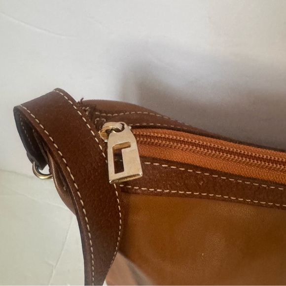 LANCEL Vintage 80s 90 Leather Shoulder Hobo Crossbody Bag Logo Minimalist Brown - Picture 7 of 16